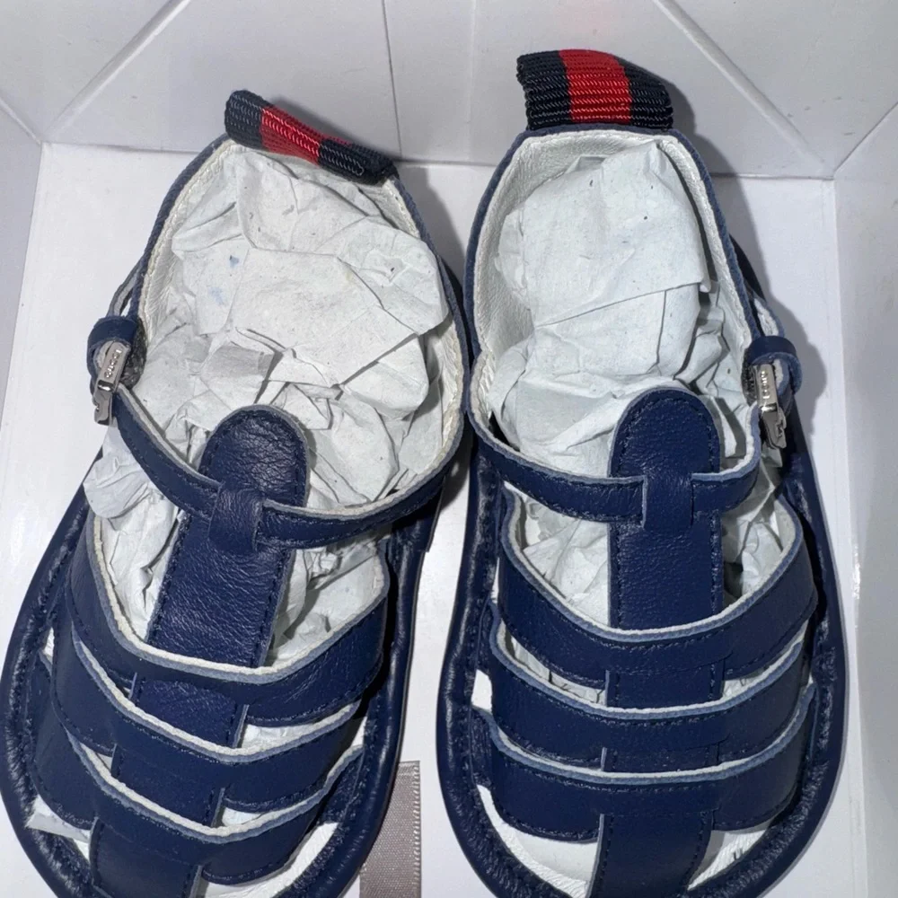Gucci navy blue & red baby 3-6 months infant sandals